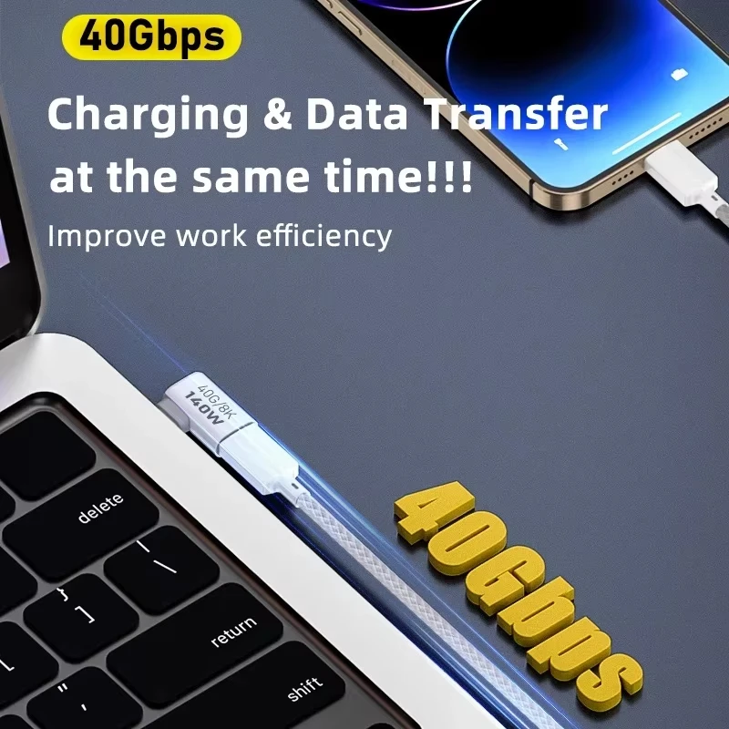 NNBILI PD140W USB4.0 Type C to USB C Fast Charging Adapter Converter 40Gbps Cable Data Sync 8K@60Hz USBC OTG Adapter for MacBook