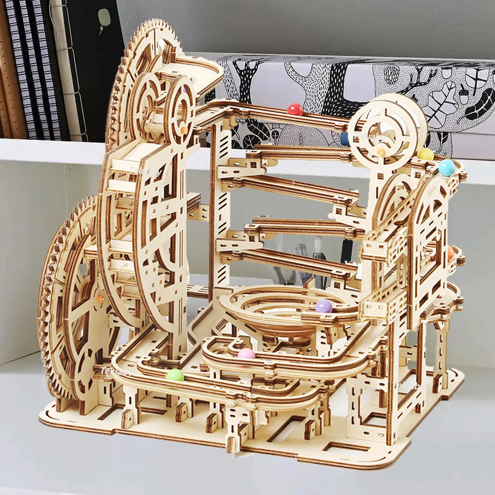 3d quebra-cabeça de madeira mármore corre quebra-cabeças mecânicos auto montagem brinquedo vapor brinquedos educativos modelo kits de construção para crianças adulto presente