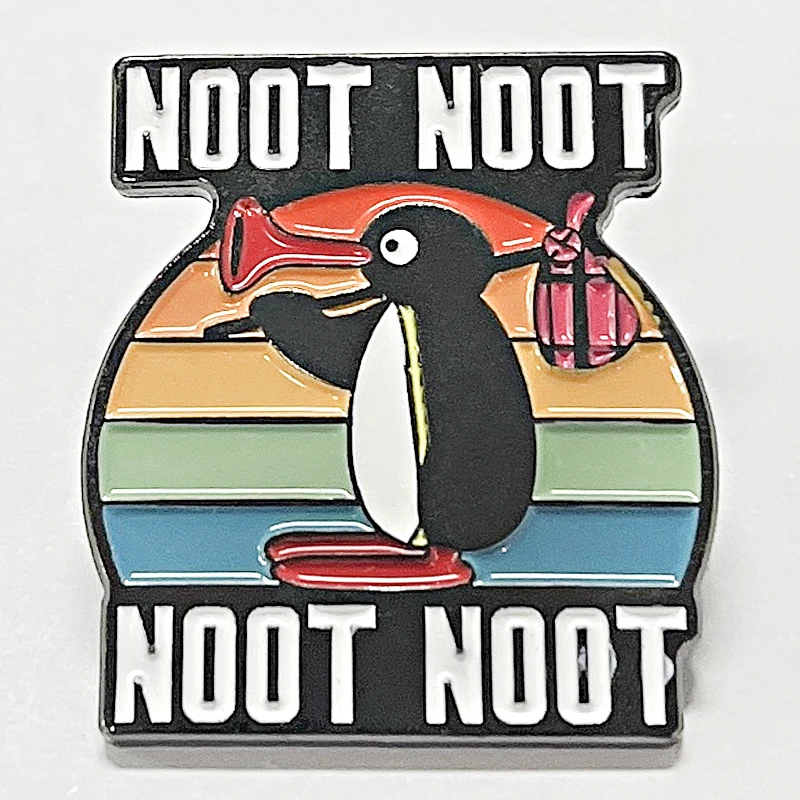 Noot Noot Pingu Meme Pin Enamel Bros Lencana Logam Lucu Perhiasan Aksesoris Ransel