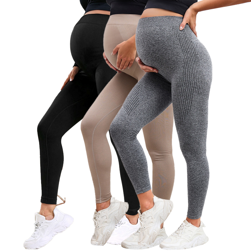 Leggings de maternité élastiques taille haute, slim pour femmes enceintes, soutien du ventre post-partum, pantalon de Fitness modelant le corps