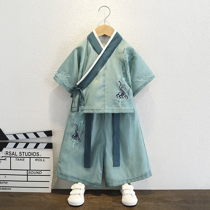 Chinesische alte Tang Anzug Kostüme Kinder traditionelle Jungen Kleidung Hanfu Han Tang Dynastie Baby Robe Set Kinder Kung Fu Anzug
