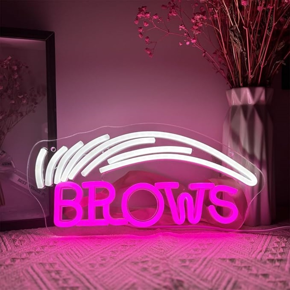 Brows Neon Signs Light Eyebrow Neon Signs Beauty Salon LED Light up Sign Eyebrow Tattoo Light up Sign Wall Art Decoration Neon