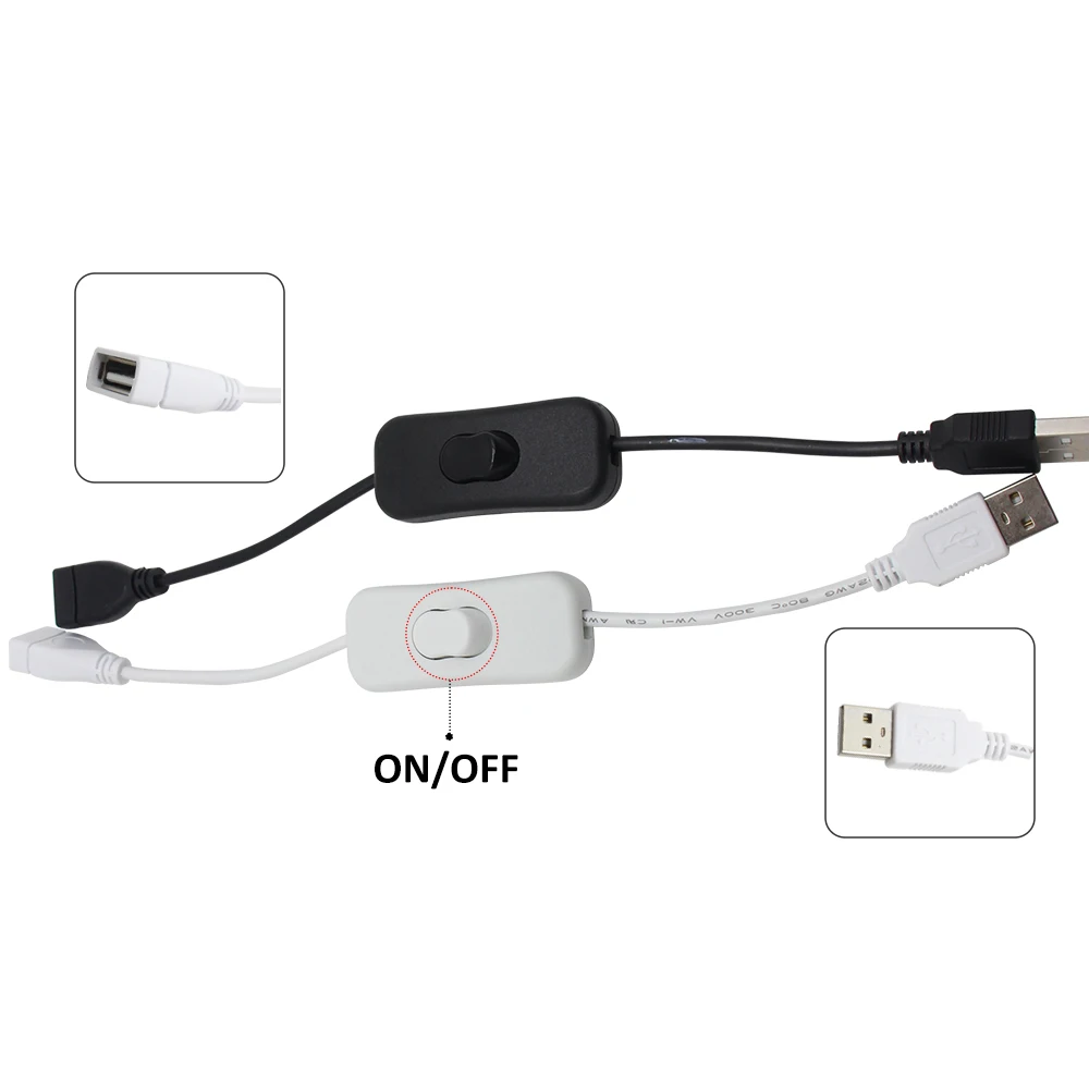 28 ซม.สาย USB พร้อมสวิตช์เปิด/ปิดสายเคเบิลสลับสําหรับ USB LED String USB Gadget แหล่งจ่ายไฟ USB อุปกรณ์เครื่องมือ