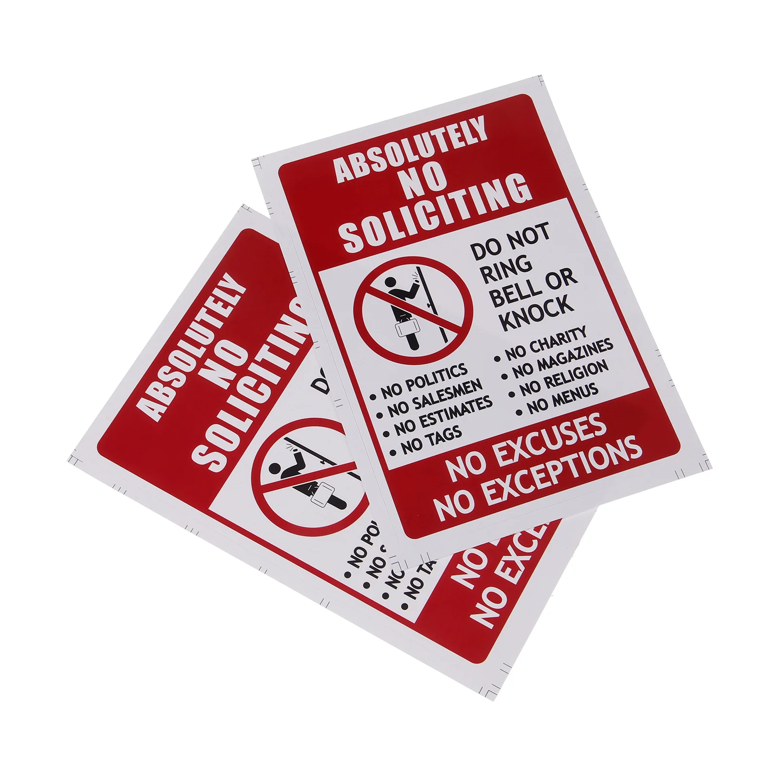 2Pcs No Soliciting Signs For Home Door Sticker Pvc Self Adhesive No Knocking Sign Security Protection Traffic Signal