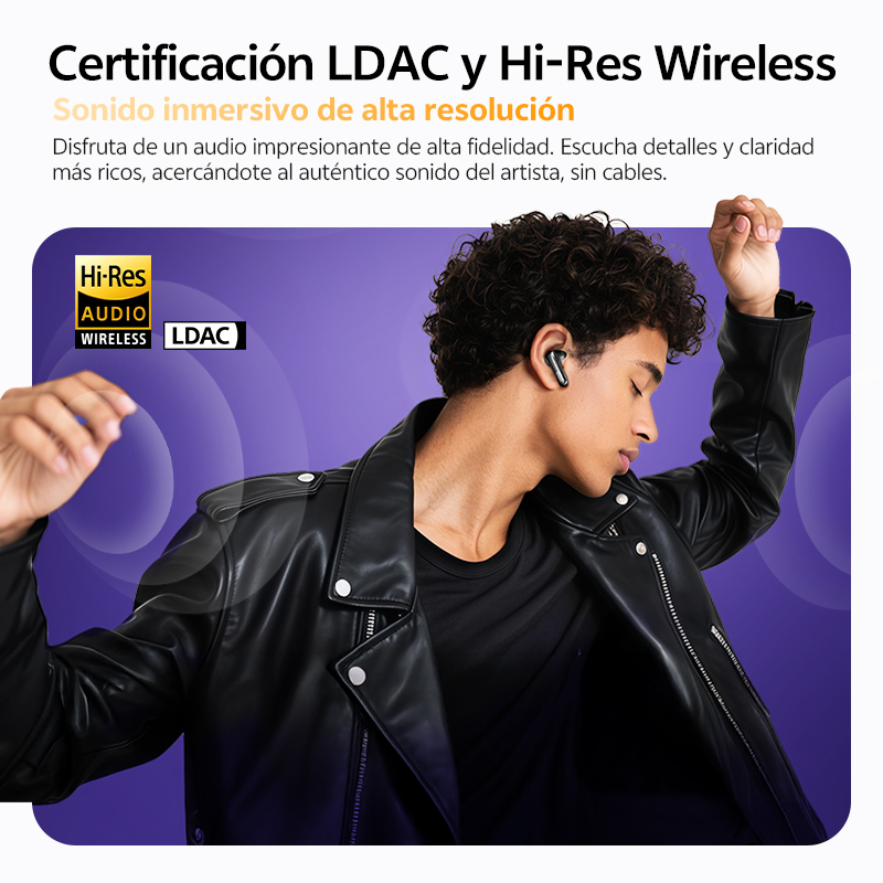 QCY MeloBuds N70 ANC Auriculares inalámbricos Bluetooth 6.0 con cancelación de ruido adaptativa, audio LDAC de alta resolución, 6 micrófonos, 50 horas de reproducción, carga inalámbrica, detección intraaural