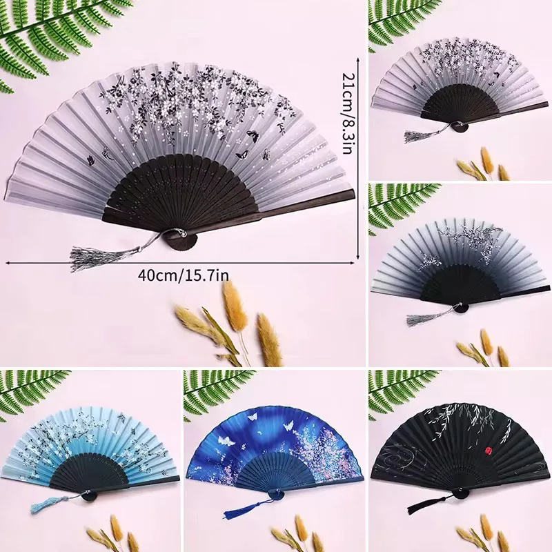Handvouwventilator Bamboe Zijde Chinese Fan Vrouwen Afdrukken Fan Zomer Vrouwelijke Dans Vouwventilator Party Gift Handventilatoren Voor Vrouwen Cool