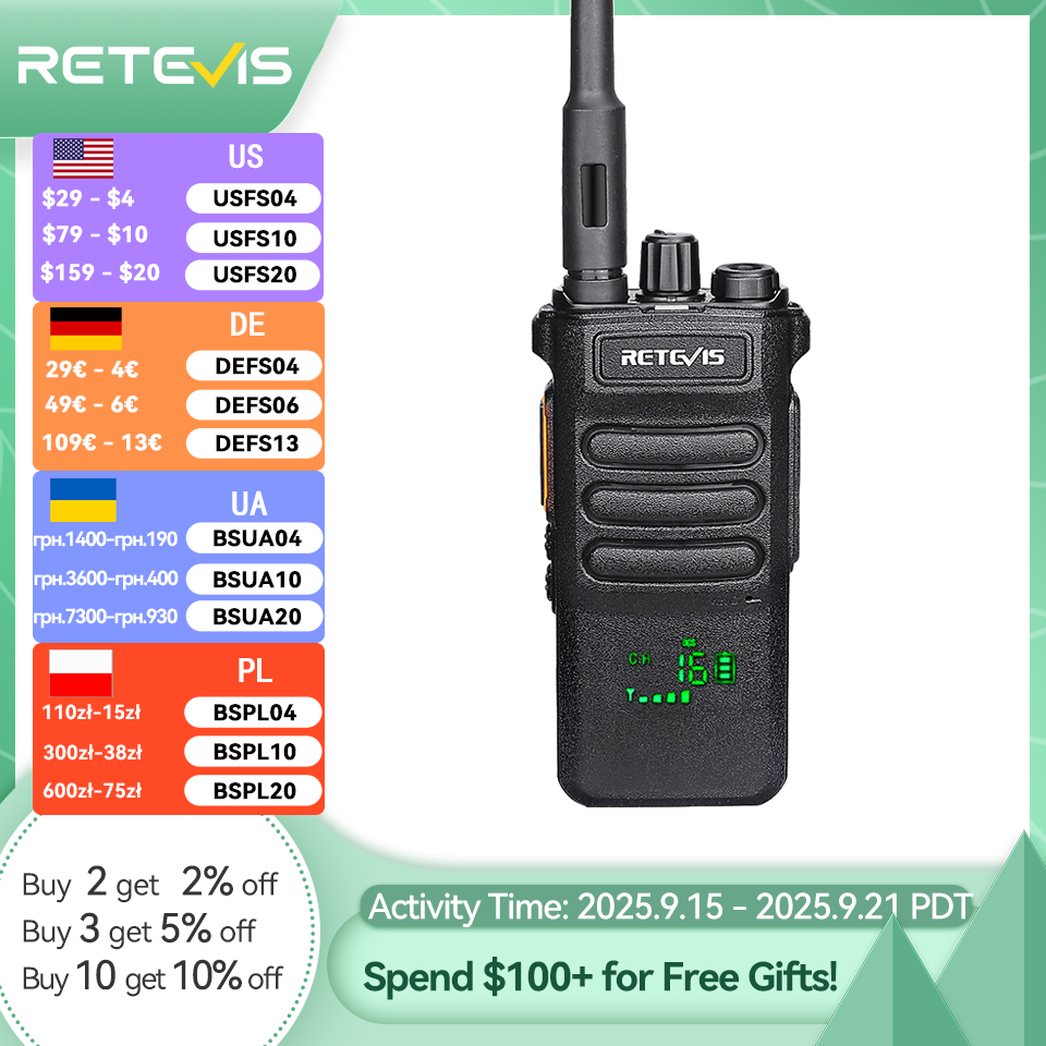 Retevis RT86 10W Walkie Talkie Professionele tweewegradio Lange afstand Walkie Talkie UHF-communicatieradio voor buitenbedrijven