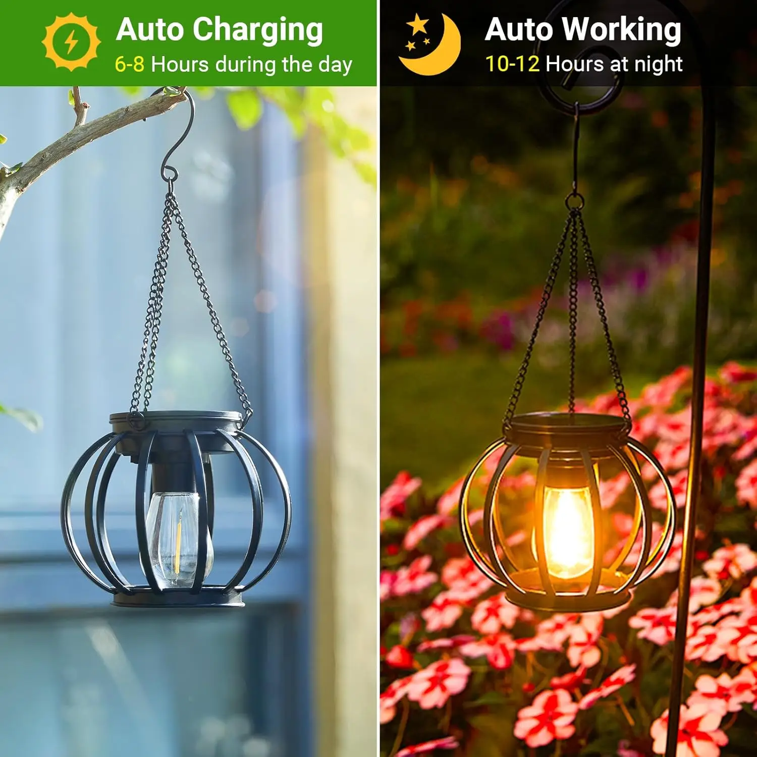 1 linternas solares para exteriores, luces solares colgantes más brillantes impermeables para exteriores, luces solares para exteriores con encendido/apagado automático para jardín