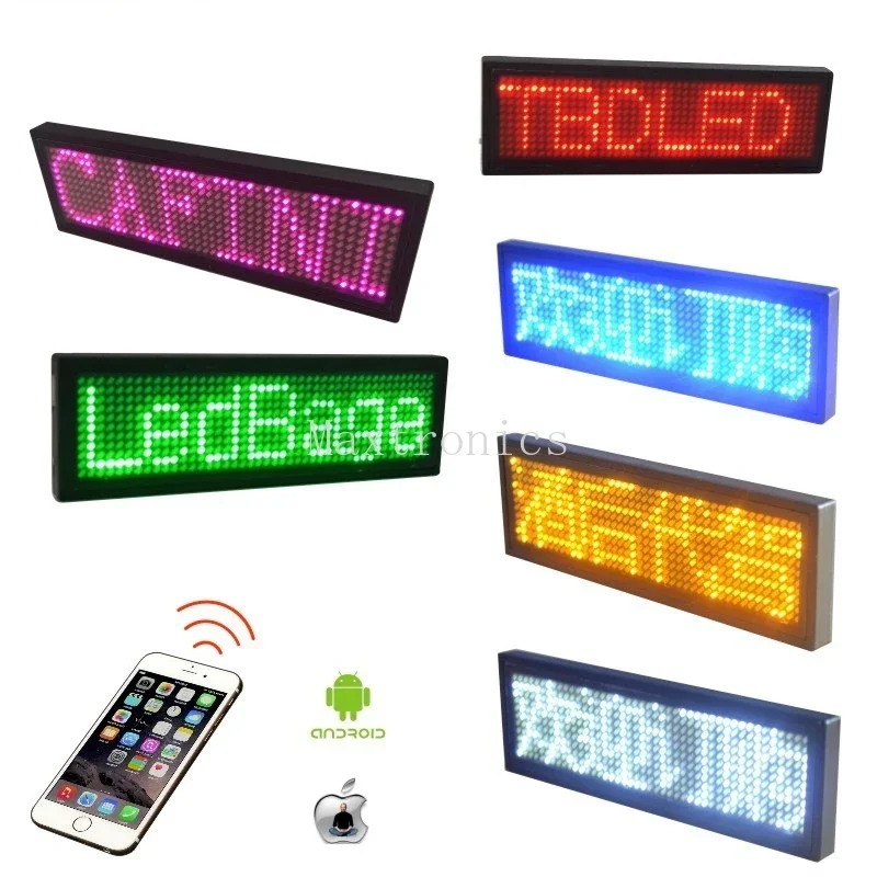 NEUES Bluetooth-LED-Namensschild, digitales LED-Tag, wiederaufladbar, DIY, programmierbare Scroll-Nachricht, 15 Anzeigetäle, Abzeichenmodule