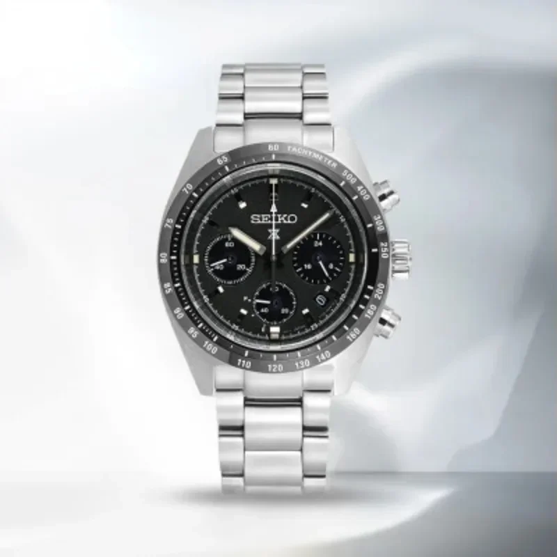 Seiko relógio mecânico automático panda di três olhos placa cronógrafo calendário completo original ssc813p1 relógios de pulso masculinos