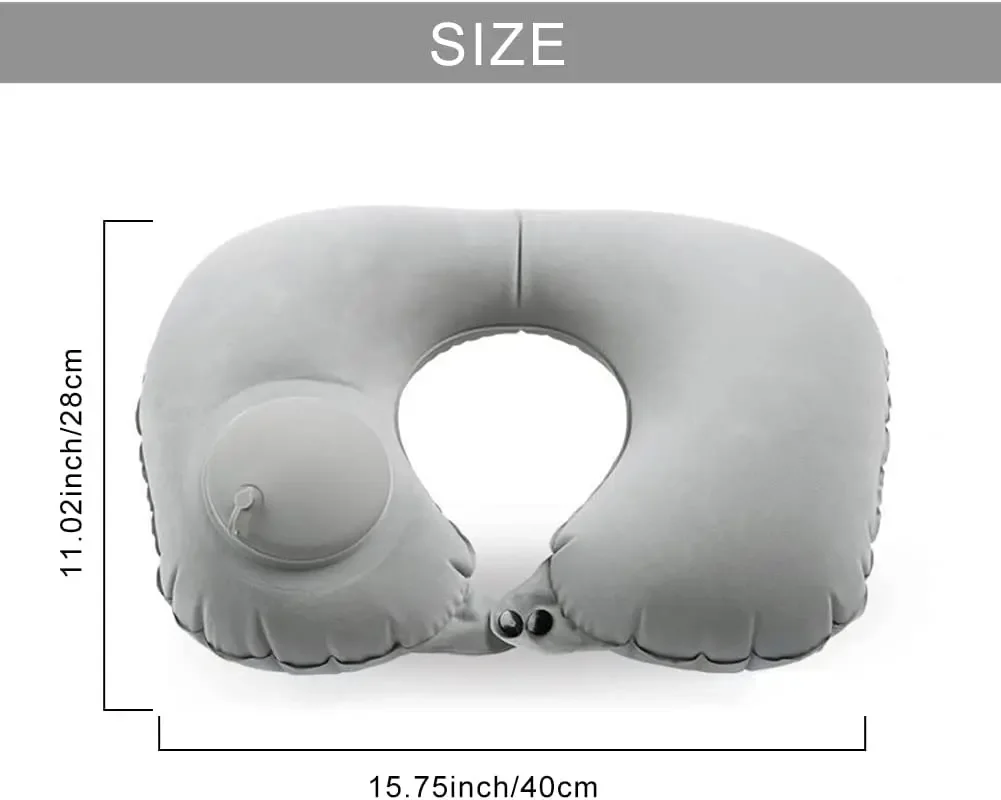 U-Shaped Inflatable Travel Pillow Portable Air Neck Support Cushion Comfortable Sleeping Press to inflate pillow neck pillow