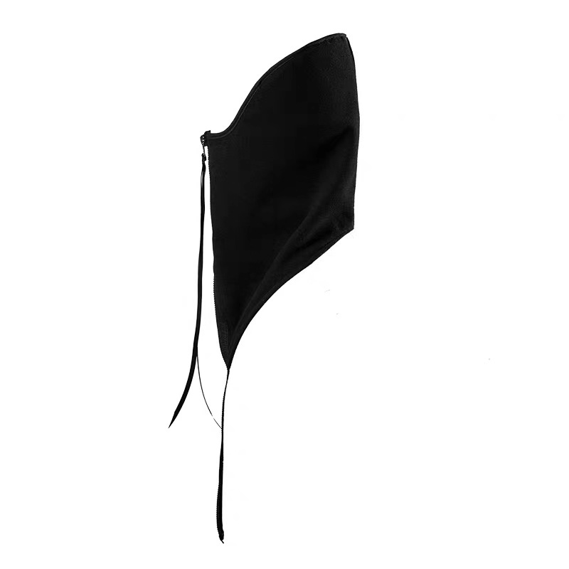 PUPILTRAVEL-bufanda negra clásica con cremallera, prenda de vestir, color negro, con cierre, estilo Punk Wasteland, 18AW