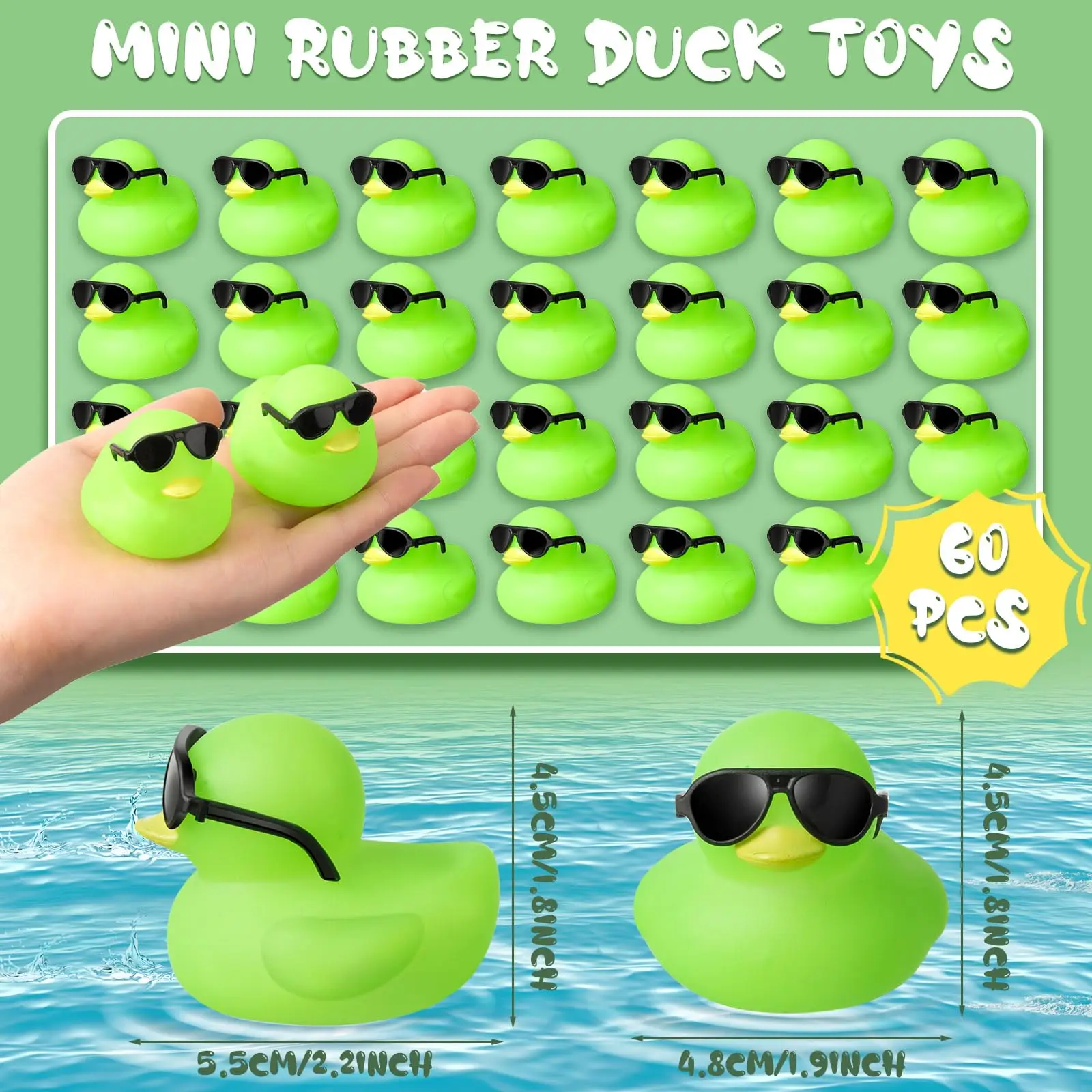 1-100 PC Mini เป็ดยางสีเขียวชุดจํานวนมาก FLOAT Squeak เป็ดเล็กๆเป็ดของเล่นสําหรับ PARTY วันเกิด