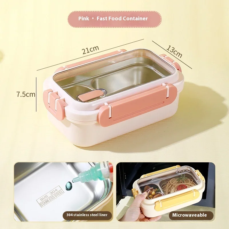 1 Buah Kotak Makan Siang Portabel Kotak Makan Siang Baja Tahan Karat Pekerja Kantor dan Pelajar Dapat Memasukkan Kotak Isolasi Pemanas Oven Microwave