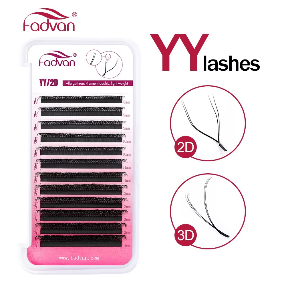 Fadvan 2D/3D YY Shape 0.07mm C/D Curved Natural Soft Brazilian Eyelash Premade Volume Fan Lashes Extension