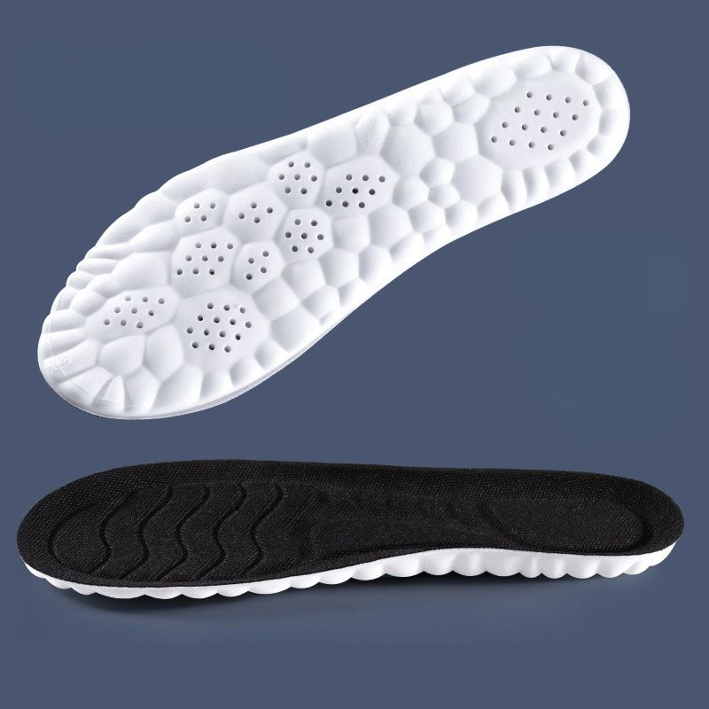 Palmilhas esportivas 5d para sapatos, palmilha macia de corrida pu para pés, absorção de choque respirável, sola de sapato, suporte de arco, inserção ortopédica