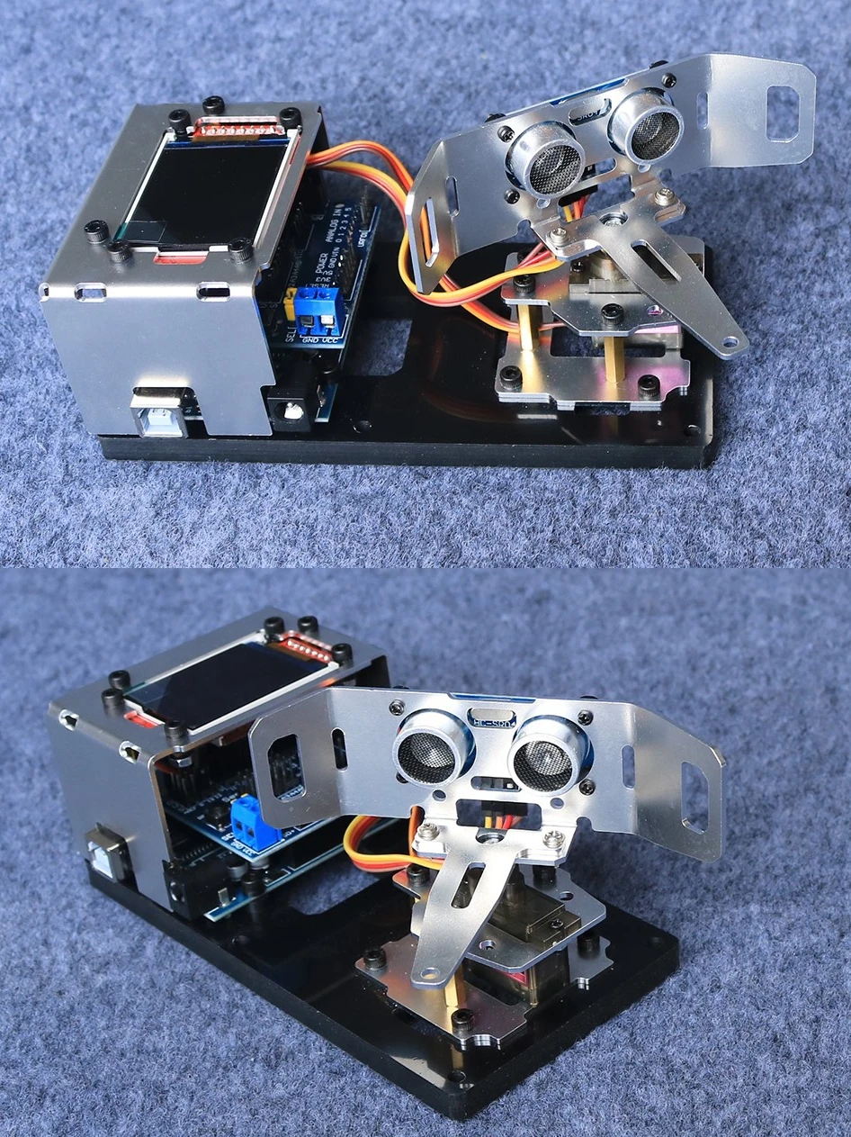 Ultrasonic Radar Detector Robô para Arduino, NANO, Starter Kit Programável, Mg90, 1.8 "Tela