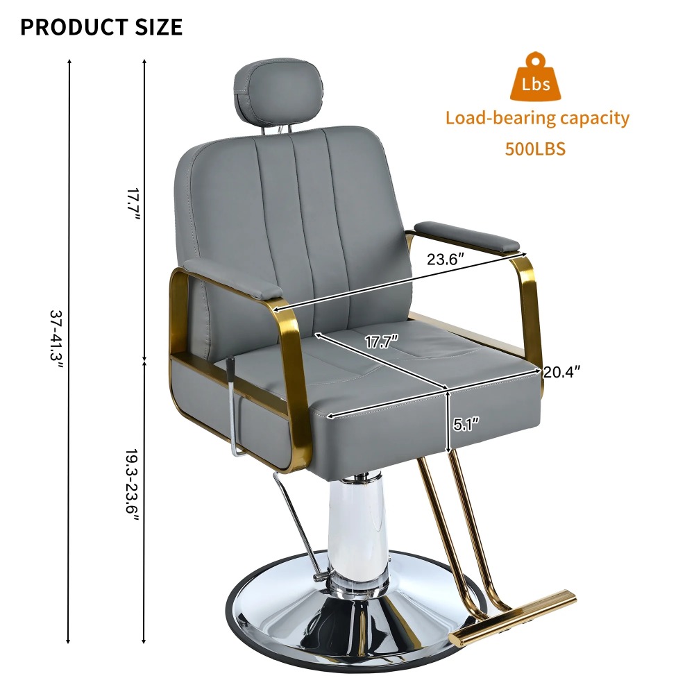 Barber Chair, Heavy Duty Salon Chair, Height Adjustable Hydraulic Barbershop Chair, 360° Rotation, Multi-Function Shampoo Chair