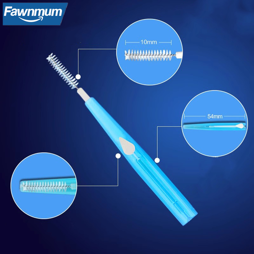 Fawnmum 10 個格納式歯間ブラシ 0.6-1.0 ミリメートル柔らかい毛歯ブラシ歯の間をきれいにするプッシュプルブラシ口腔ケア用