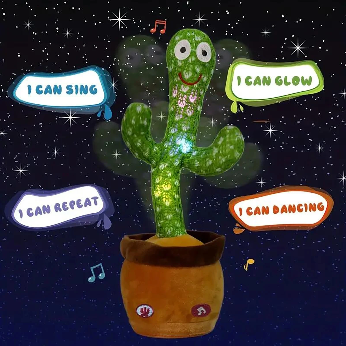1pc-Dancing Talking Cactusของเล่นสําหรับเด็กทารกและเด็กหญิง,ร้องเพลงเลียนแบบการบันทึกซ้ําสิ่งที่คุณพูด Sunny Cactus Up Plus