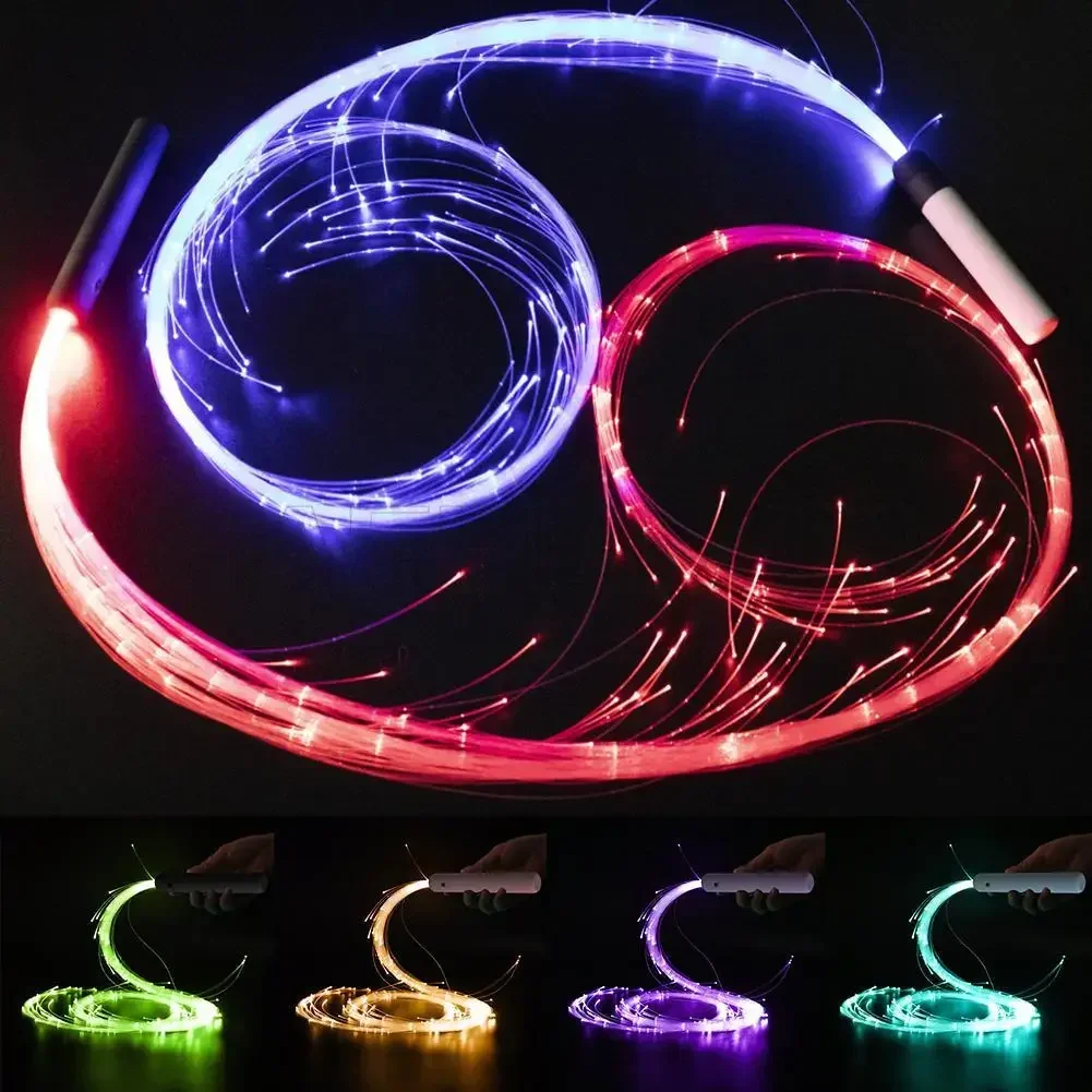 Disco Dance Whip Party Led Fiber Optic Dancing Whips Wiederaufladbare leuchtende Peitsche Sparkle Flow Toy Light Up 360° °   Drehbare Rave