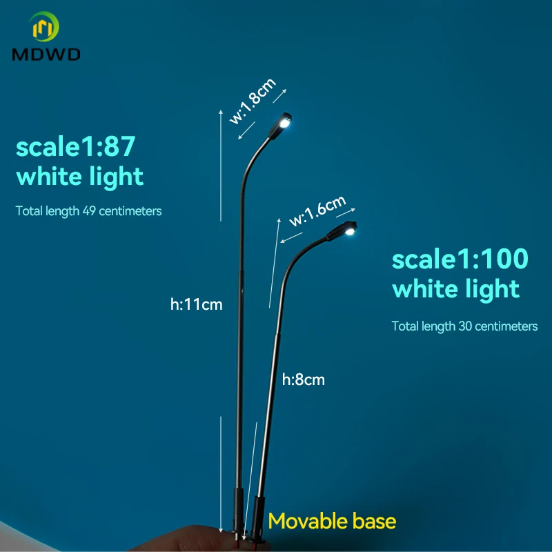10 Stück HO-Skala Straßenlaterne 3V DIY LED Miniatur Lichter Kopf weiß/warmweißes Licht Eisenbahn Zug Layout Lampe