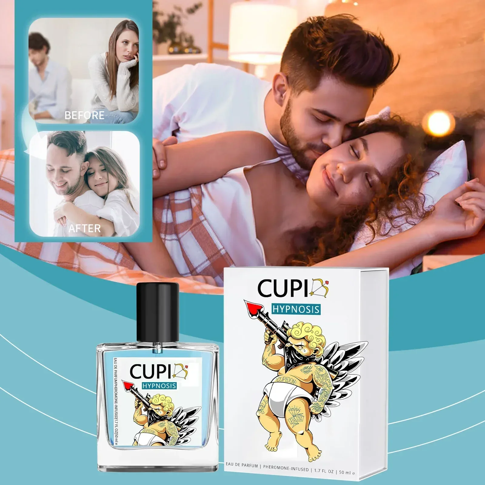 50ML Cupid Hypnosis Perfume Infused Cologne Real Pheromone Perfume Last For 8 Hours Fragrance For Men For Women Travel-Friendly