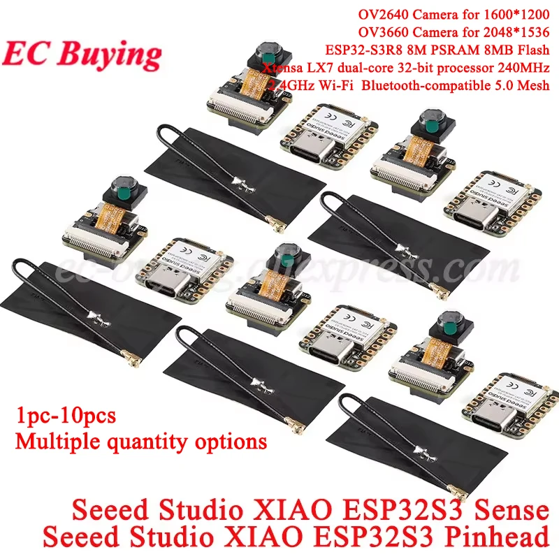 1-10 Uds Seeed Studio XIAO ESP32S3 Sense Seeeduino ESP32-S3 2,4G WiFi BLE Mesh 5,0 Wi-Fi OV2640 OV2640 módulo de cámara para Arduino
