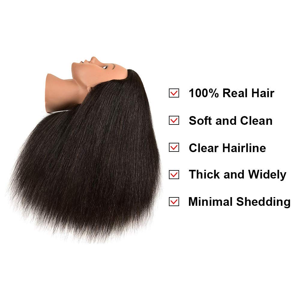 Headdoll マネキンヘッド 100% 本物の髪美容マネキン 14 インチ人形ヘッド美容師ヘアスタイリストトレーニング練習