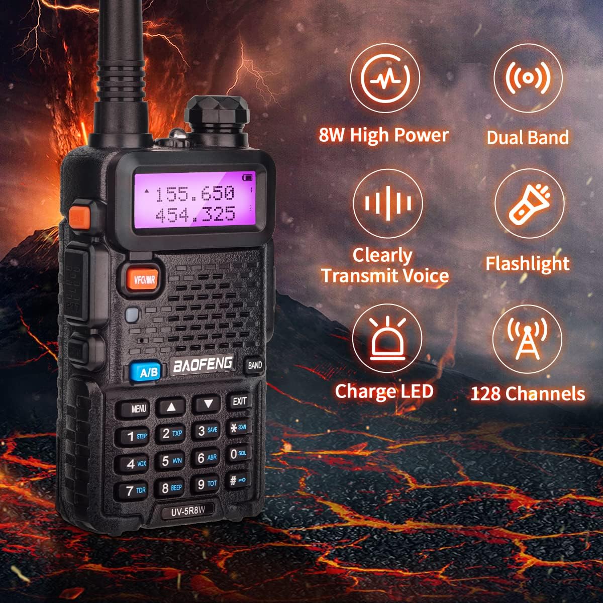 1/2PCS BaoFeng UV-5R 8W Tri-Power Walkie Talkie High Power Dual Band Long Range 128 CH Tragbare Handheld UV 5R Ham Zwei Weg Radio