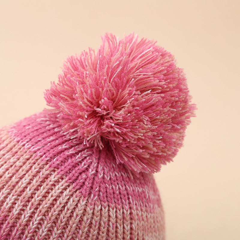 Amazon Children's Gradient Color Fleece-Lined Knitted Hat Scarf Gloves Three-Piece Set Winter Boys and Girls Warm Knit Hat