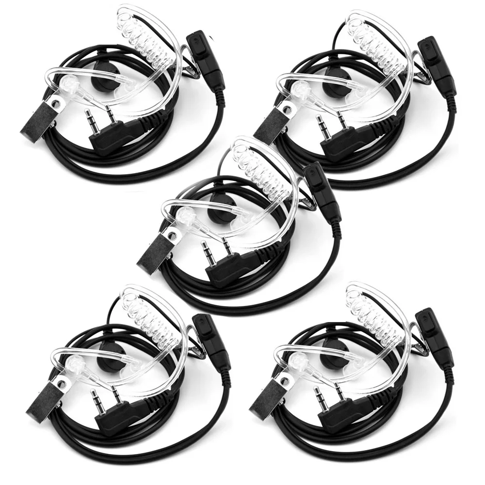5 pçs tubo acústico de ar fone de ouvido para walkie talkie baofeng rádio k porta fone ptt com microfone para UV-5R 888s guarda fones de ouvido