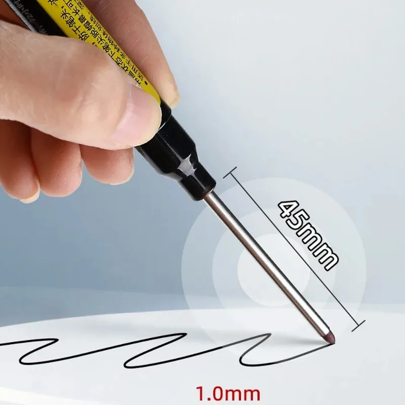 12-1Pcs Multi-Purpose 45 มม.เจาะลึกยาว Nibs กันน้ํา MARKER ปากกาสําหรับห้องน้ําไม้ยาวหัวช่างไม้ปากกา