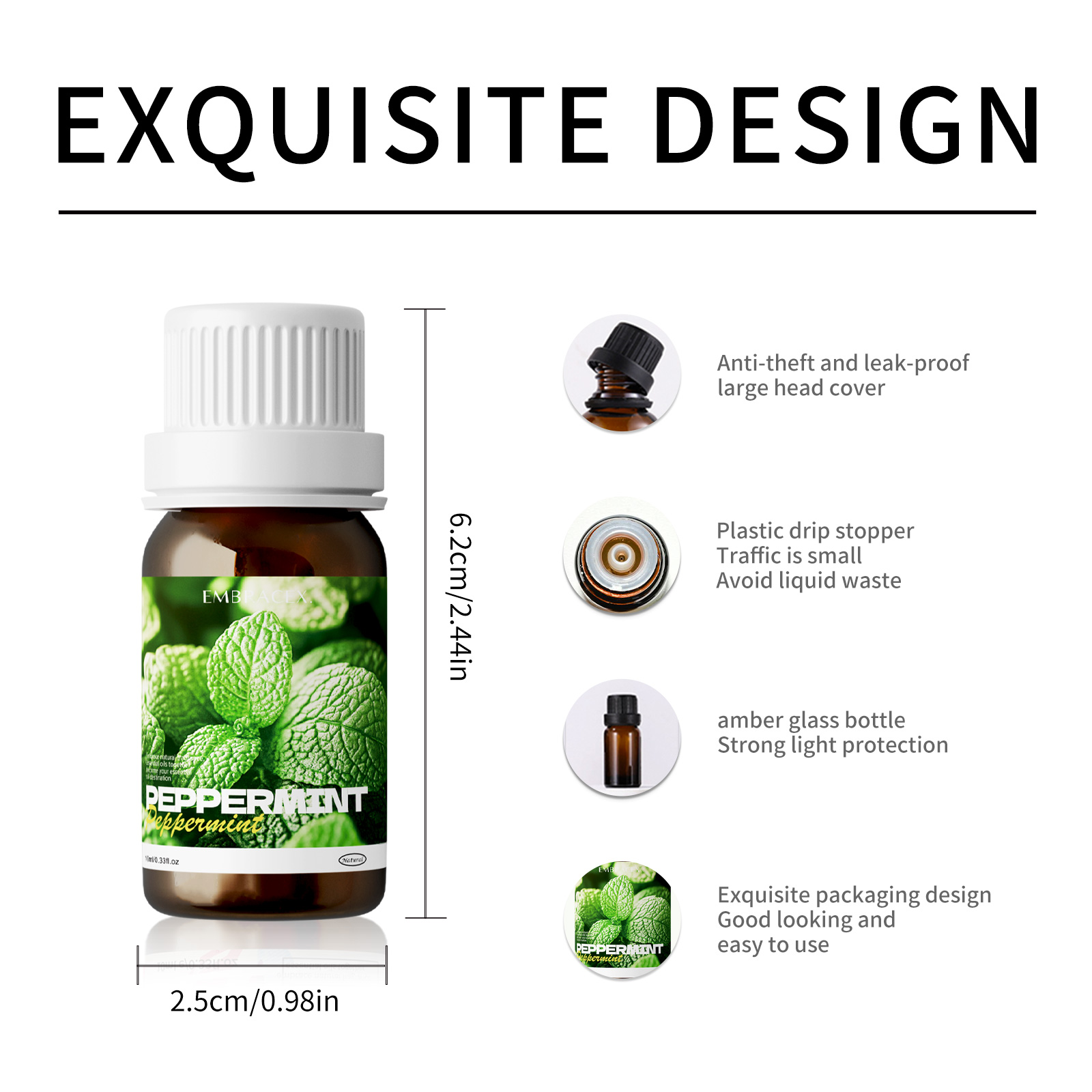 10 ml ätherische Pfefferminzöle, leben Sie ätherische Öle, 100 % natürliches Pfefferminzöl für Diffusor, Haarpflege, Hautpflege