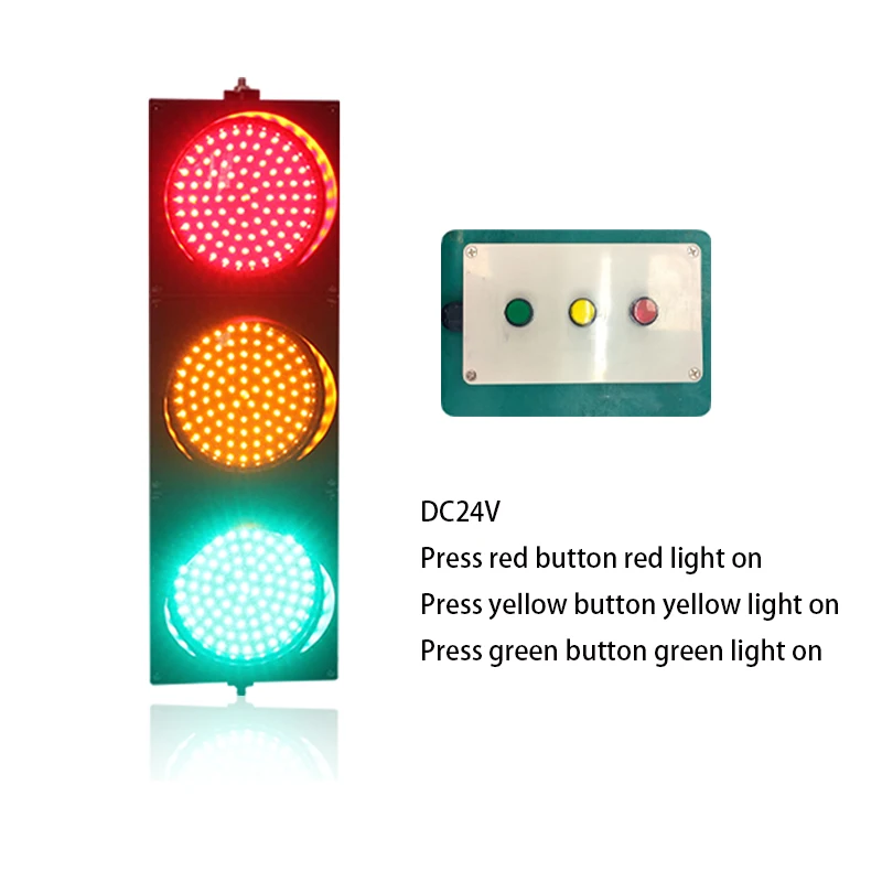 Waterproof PC housing 200mm red yellow green traffic signal light with manual button control