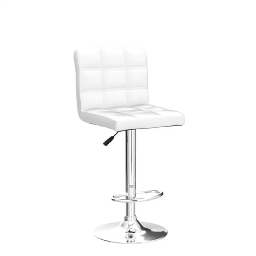 Adjustable Swivel Metal Bar Stools Set of 4 PU Leather Kitchen Counter Height Square Chair Ergonomic Design 360° Rotation White