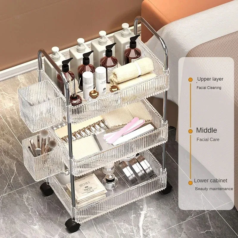 Carrelli da salone in acrilico nordico carrello portautensili speciale per salone di bellezza carrello ausiliario per la casa con ruote mobili da salone