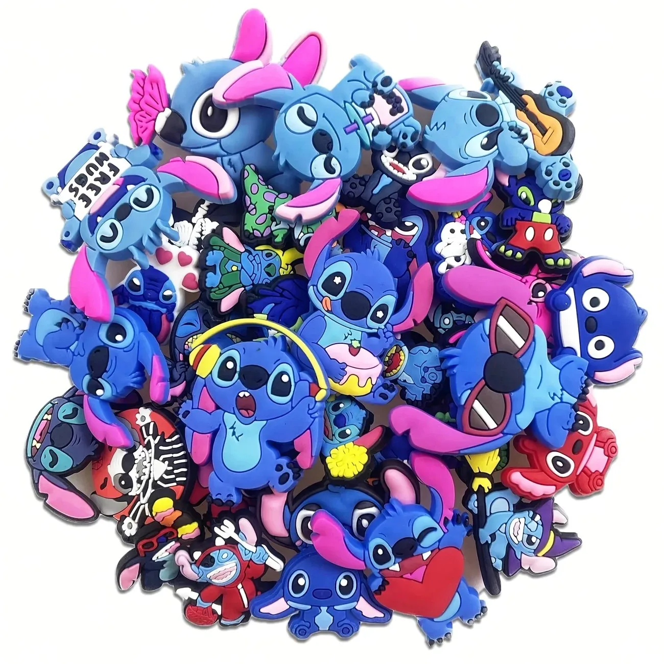 Dijes de zapatos aleatorios de la serie MINISO Stitch, 10/20 piezas, para sandalias deslizantes, accesorios de decoración de zapatos de PVC para regalo de cumpleaños y Navidad