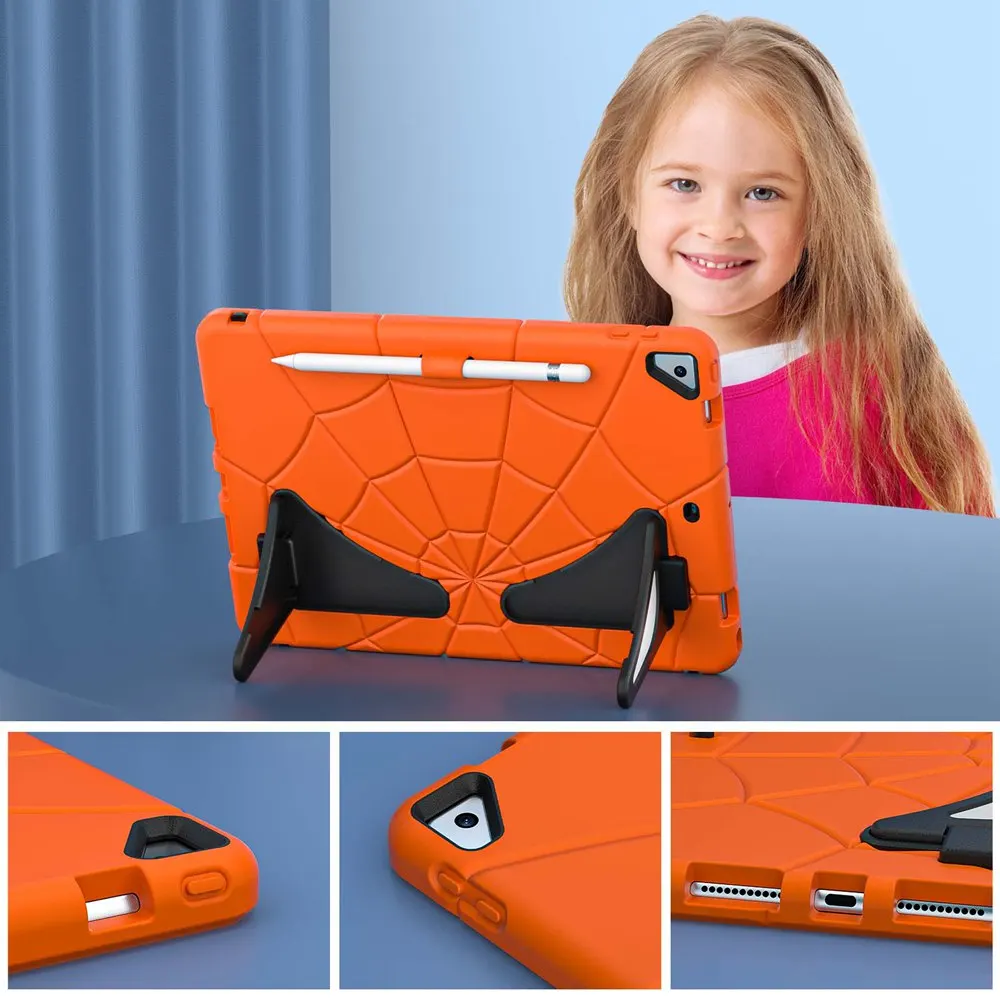 Para ipad 9th Gen 10,2 pulgadas A2602 A2603 A2604 funda para tableta para niños funda de silicona + PC para iPad 8th/7th Gen A2270 A2200 A2197 araña