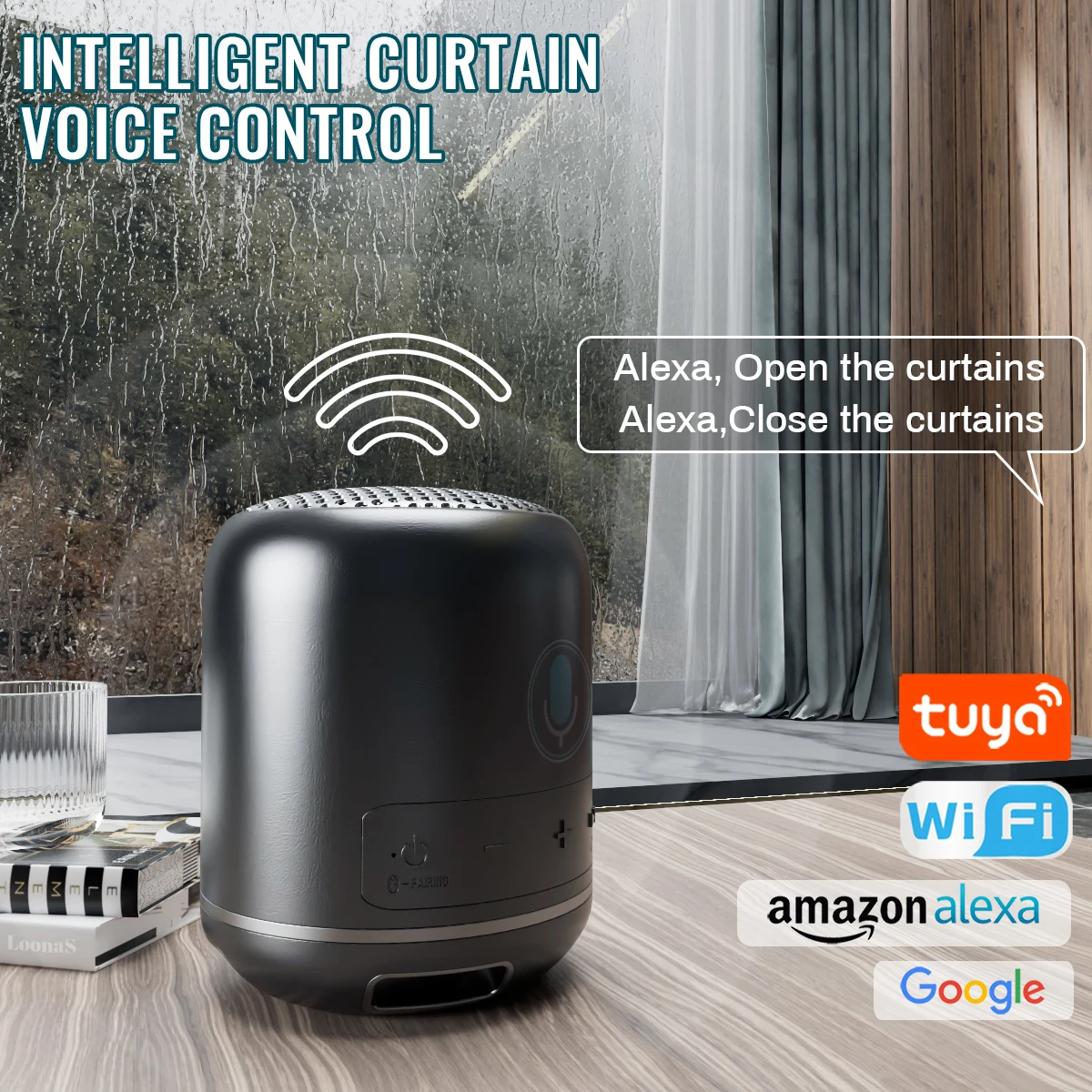 Cortinas inteligentes, sistema de Motor de varilla de transmisión de cortina automática eléctrica, Tuya, Wifi, compatible con Alice, Google Assist
