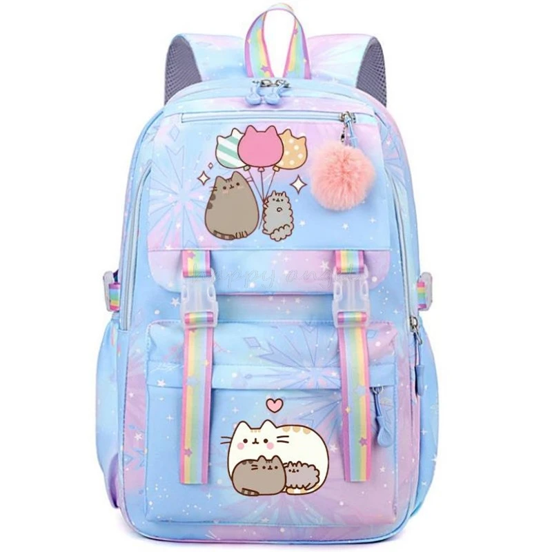 ใหม่ Fat Cat กระเป๋าเป้สะพายหลังการ์ตูนสําหรับโรงเรียนนักเรียนหญิงกระเป๋าหนังสือแล็ปท็อปกระเป๋าเป้สะพายหลังคอมพิวเตอร์ Lady Multipocket กระเป๋าเดินทาง