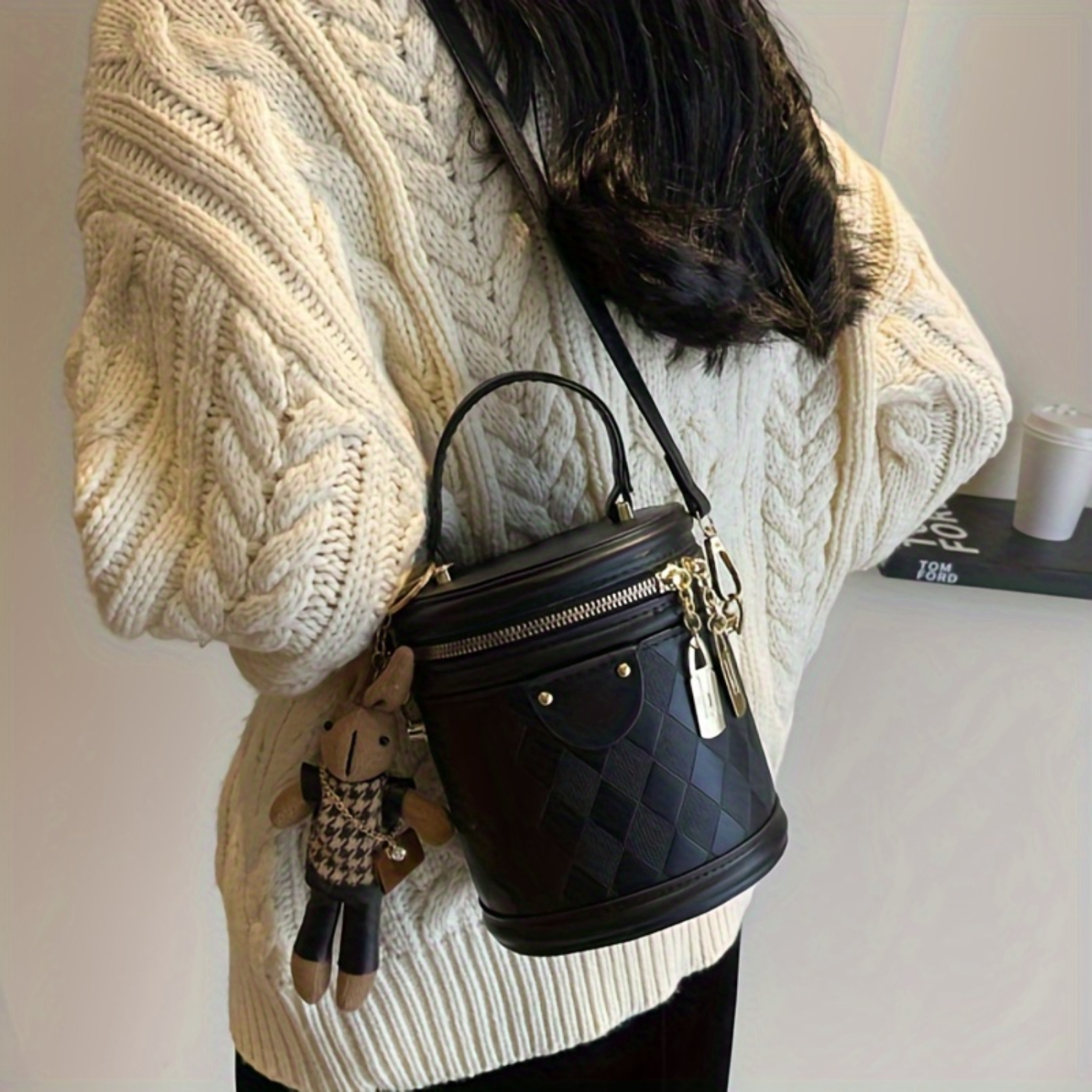 TOOLUCK レディース レトロ バケットバッグ 秋冬 ハイエンド クロスボディ ショルダーバッグ