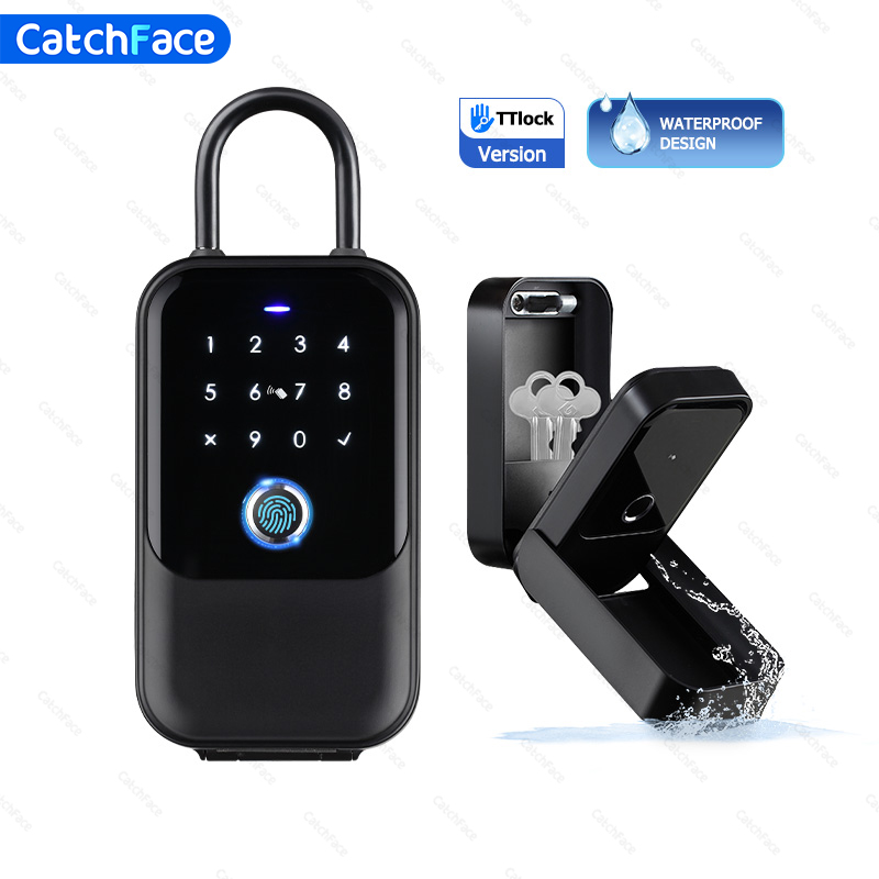 Caja de llaves de montaje en pared IP65, contenedor pequeño para exteriores, caja de seguridad impermeable, contraseña de seguridad, huella dactilar, Tuya o aplicación TTLock, antirrobo
