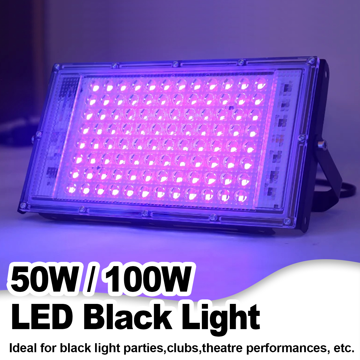 Lámpara de inundación LED UV 50w 100W 395 nm lámpara de luz negra de escenario profesional lámpara de inundación ultravioleta solidificada lámpara de ácaros 220V esterilización