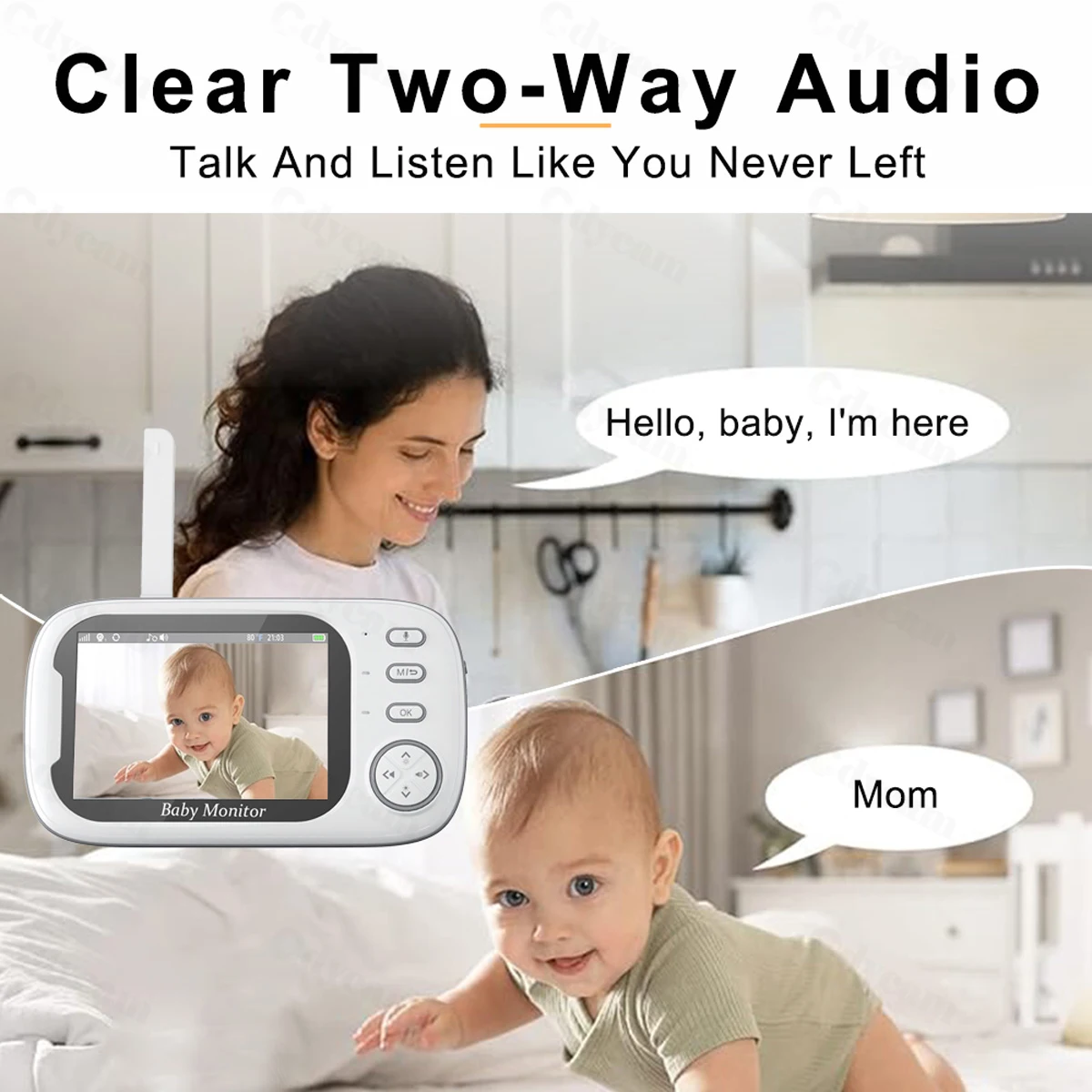 Cdycam novo monitor de bebê com vídeo sem fio de 3,5 polegadas, visão noturna, monitoramento de temperatura, áudio bidirecional, conversa, babá, câmera de segurança