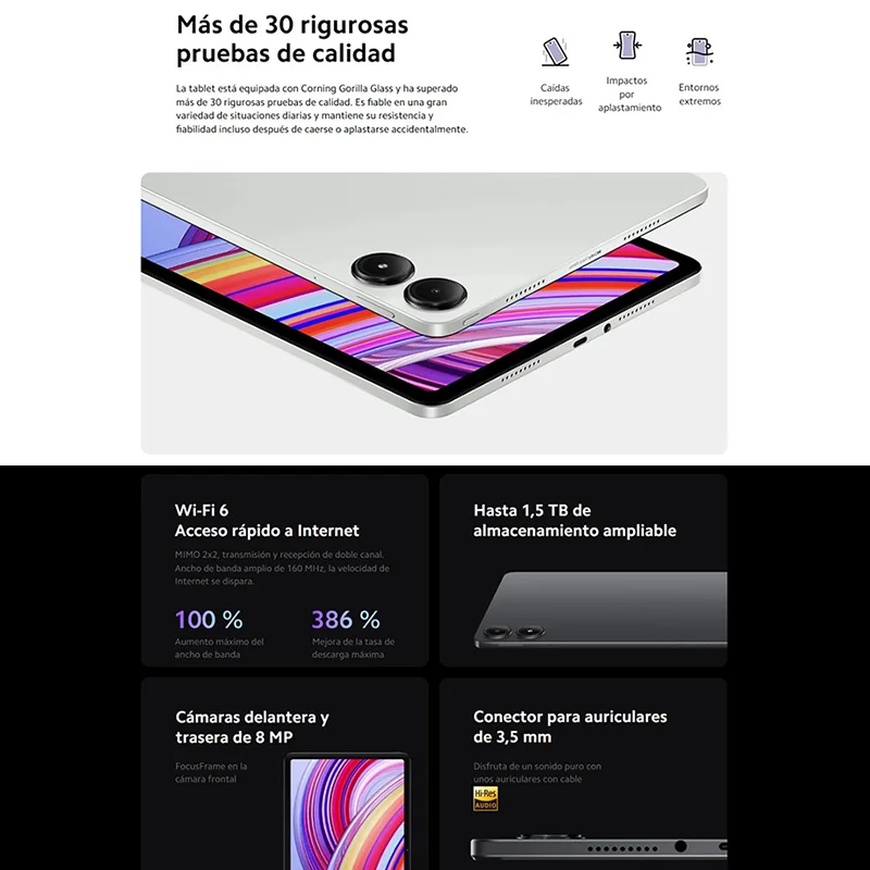 Xiaomi Redmi Pad Pro,Tablet,AdaptiveSync 120Hz,Câmera de 8 MP,10000 mAh,Carregamento de 33W,Dolby Vision