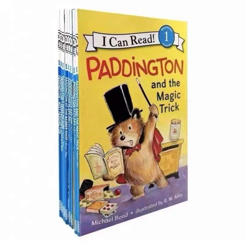 Buku gambar bahasa Inggris 8 buku/set saya dapat membaca buku cerita kartun Paddington buku pembelajaran anak-anak pendidikan dini tambahkan Audio