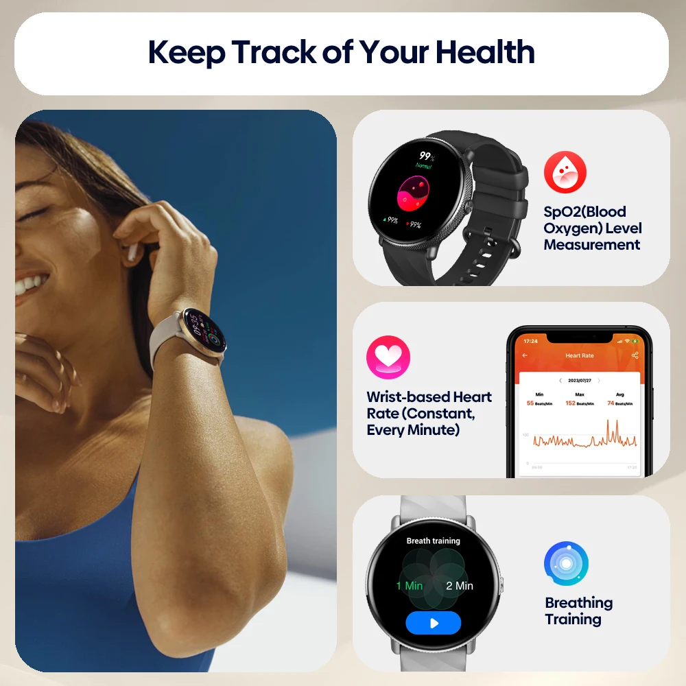 Zeblaze GTR 3 Pro Voz Chamando Relógio Inteligente AMOLED Display Aço Inoxidável 316L Aptidão Smartwatch Para As Mulheres