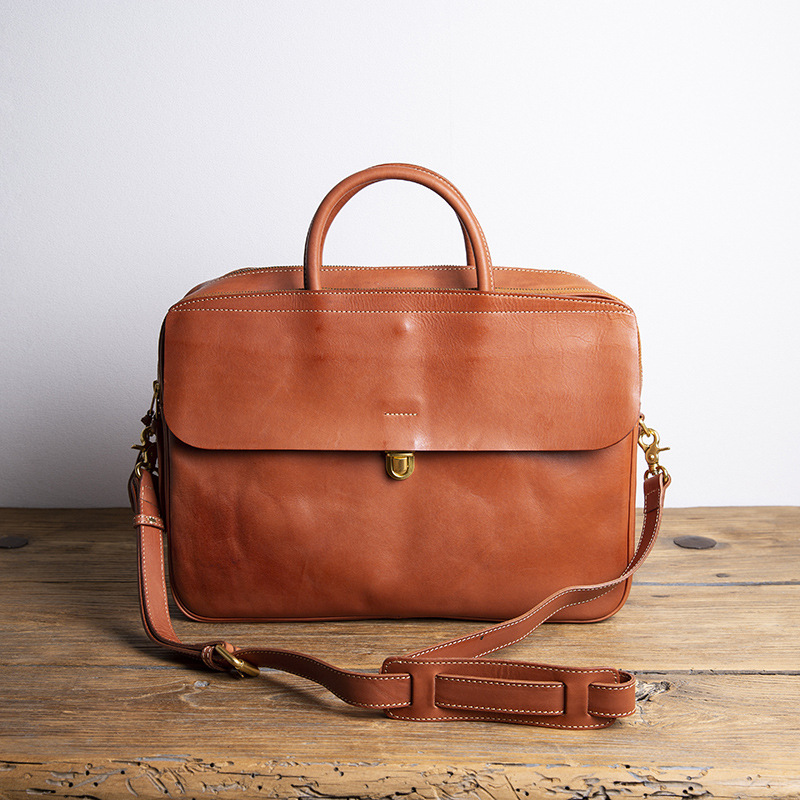 2024 Luxe Merk Opvouwbare Trolley Box Handtas Mannen Lederen Retro 15 Inch Aktetas Hoofd Koeienhuid Zakelijke Computer Tas