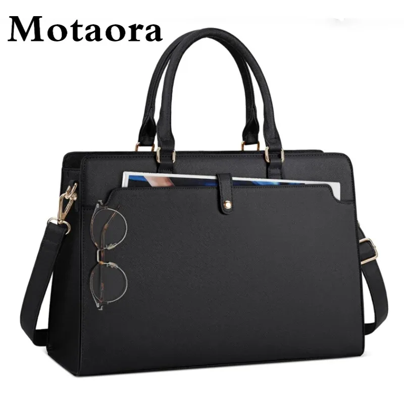Borsa tote per laptop da 15,6 pollici da donna, valigetta in pelle PU impermeabile per ufficio aziendale, borsa per computer da lavoro unisex di grande capacità